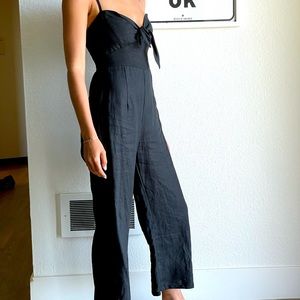 The Presley Cropped Tie-Front Linen Jumpsuit